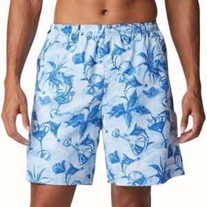 Columbia Backcast UPF 50 Mens Swim Trunks Blue Martini Marlin Print XL